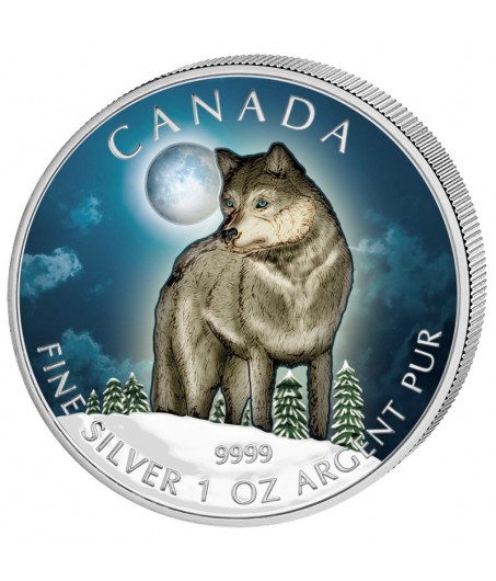 1 x 1 Oz Silber Wildlife Wolf 2011--color*