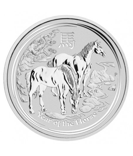 1 x 1 Oz Silber Lunar II Pferd 2014