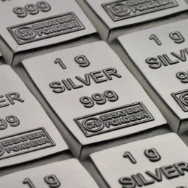 50 x 1g Silbertafeln, Tafelbarren