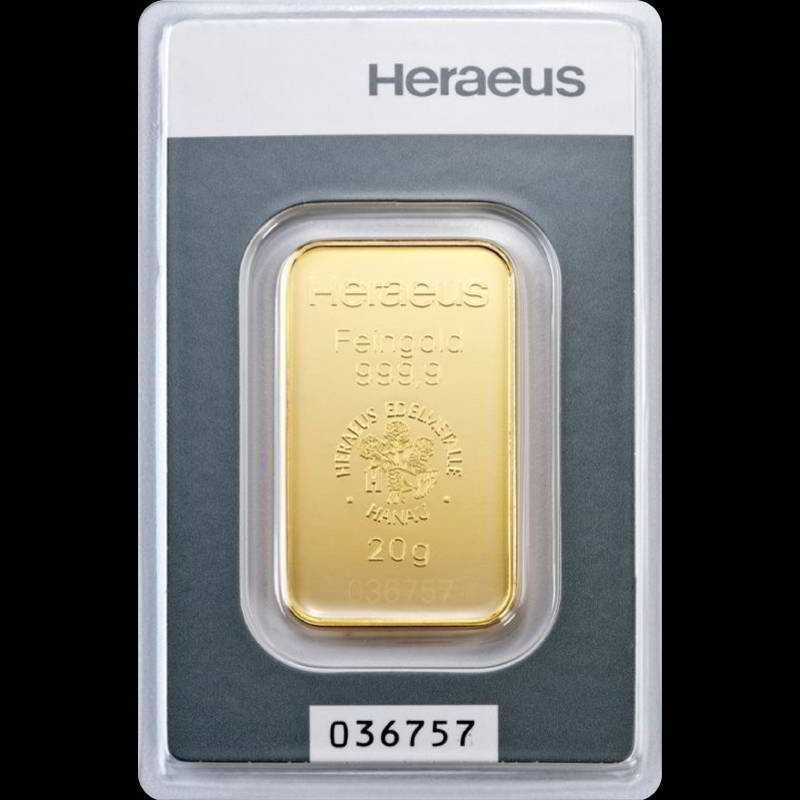 20 g Goldbarren Heraeus Kinebar