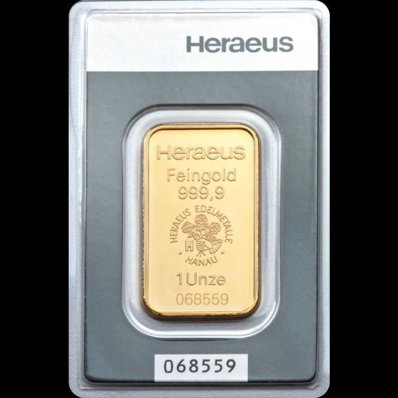 1 Unze Goldbarren Heraeus