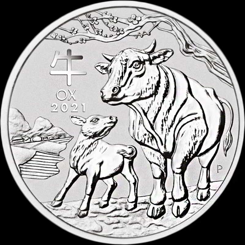 1 x 1/2 Oz Silber Lunar III Ochse 2021*