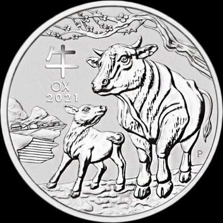 1 x 1/2 Oz Silber Lunar III Ochse 2021*