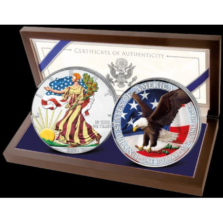 2 x 1 Oz Silber Eagle 21 - color*