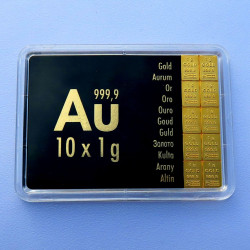 10 x 1 g Goldtafel, Tafelbarren