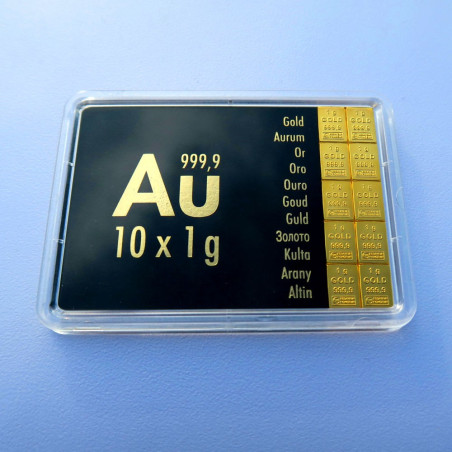 10 x 1 g Goldtafel, Tafelbarren