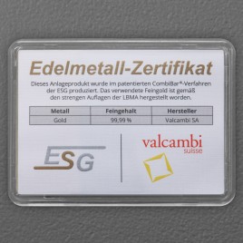 15 x 1 g Goldtafel, Tafelbarren