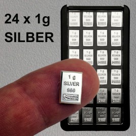 24 x 1 g Silberbox mit 1 g Silberbarren