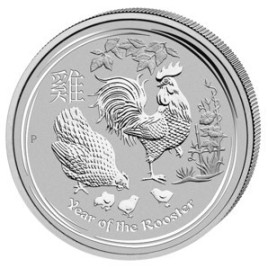 5 oz Silbermünze Lunar Hahn 2017