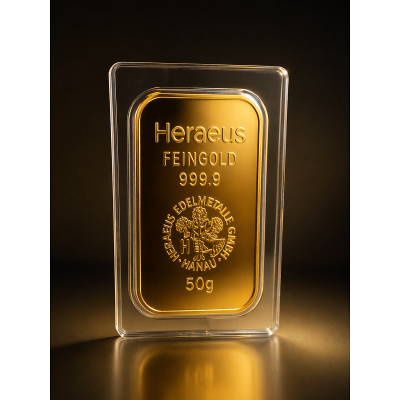 50 g Goldbarren Heraeus
