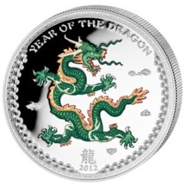 2 x 1 Oz Silber Drache 2012-coloriert*