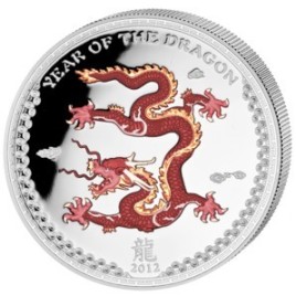 2 x 1 Oz Silber Drache 2012 coloriert