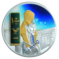 2 x 1 Oz Silbermuenze-Echnaton-color
